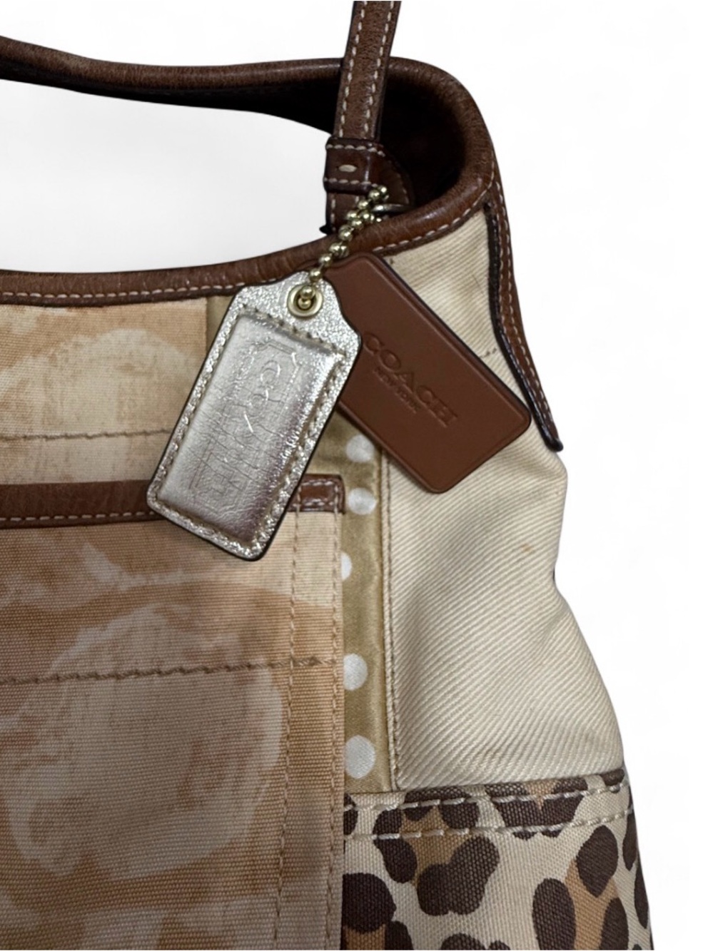 VTG Y2K Large Coach Patchwork Hobo Leopard Zebra Monogram Turn Lock w/ Hangtags - Picture 6 of 14